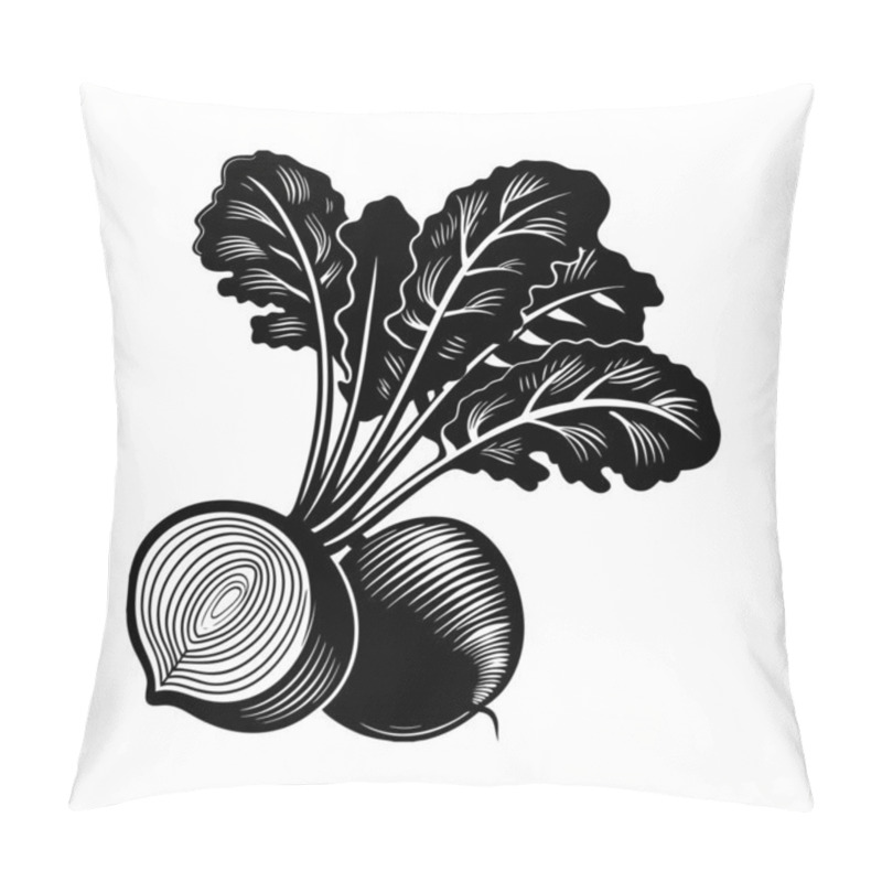 Personality  Beetroot Silhouette Vector Art Illustration Featuring A Bold, Minimalist Outline, Ideal For Farm-to-table Designs, Health-themed Projects, And Organic Branding Pillow Covers