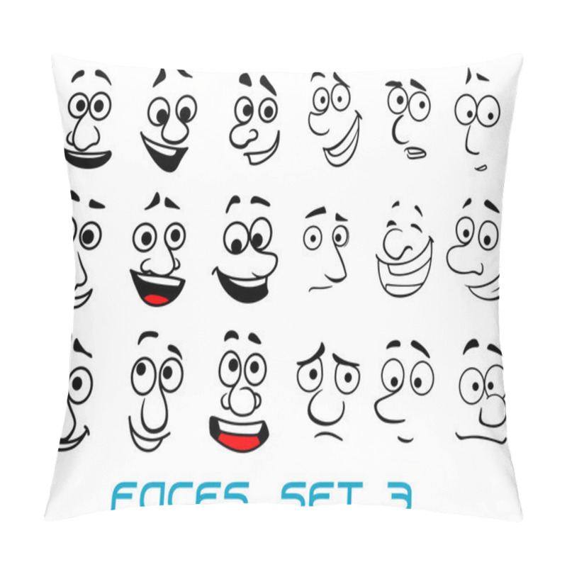 Personality  Cartoon Doodle Faces With Different Emotions Pillow Covers