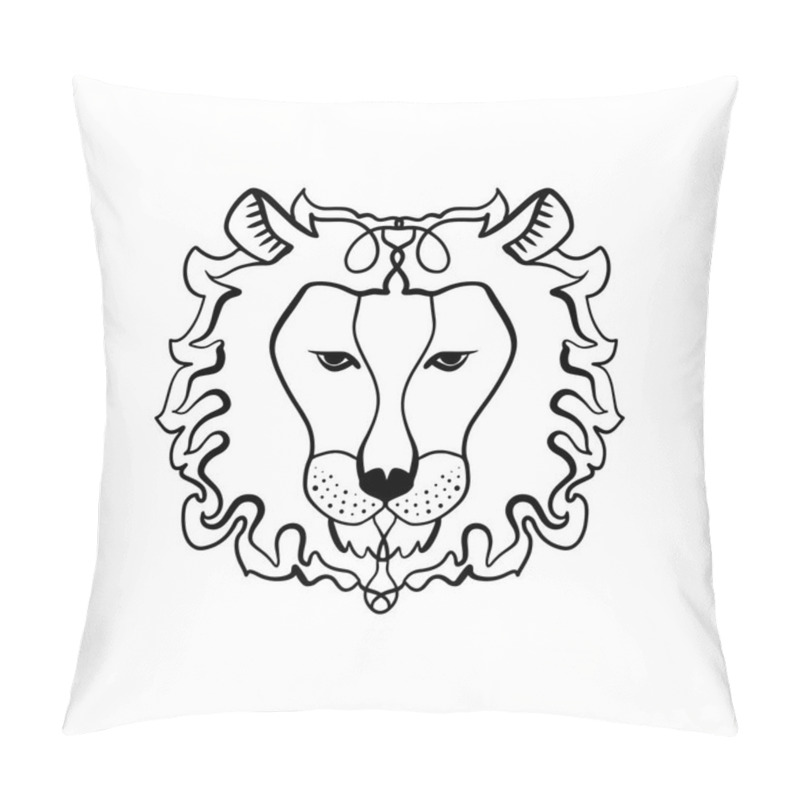 Personality  Lion Head, Ornament. African Totem, Boho Style, Flash Tattoo Design. Antistress Art. Good For T-shirt Design, Bag, Phone Case, Room Poster And Postcard Pillow Covers