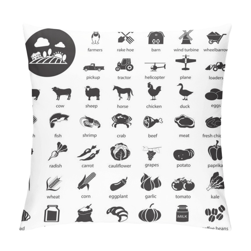 Personality  Farm Icons Set Pillow Covers