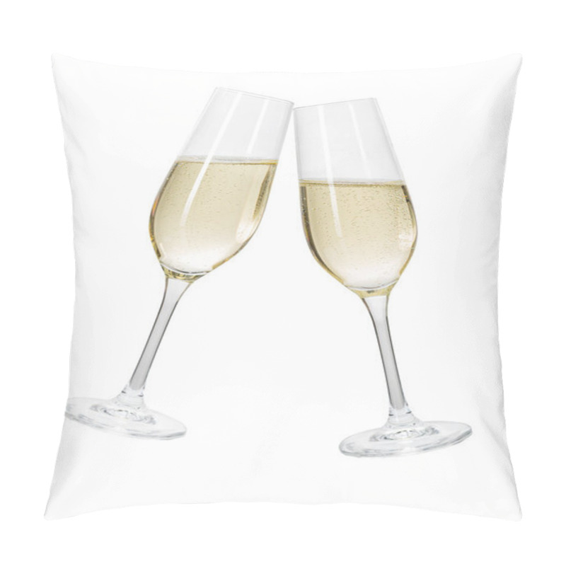 Personality  Two Champagne Glasses On A White Background Pillow Covers