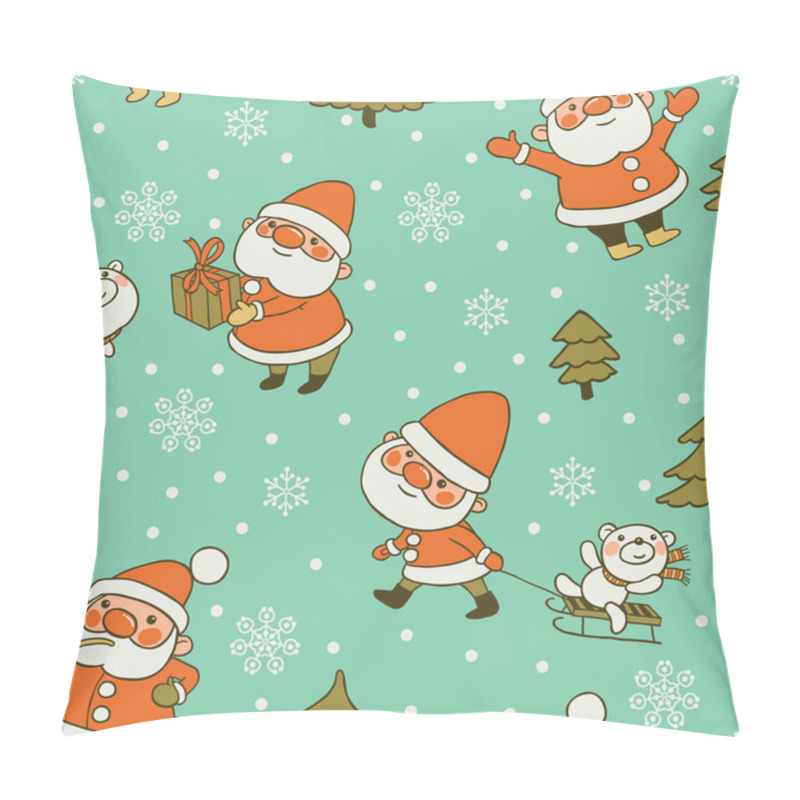 Personality  Santa And Teddy Bear  Pattern Pillow Covers