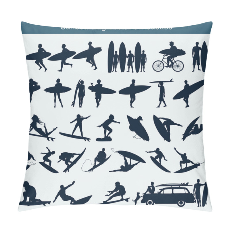 Personality  Surfboarding Vector Silhouettes Pillow Covers