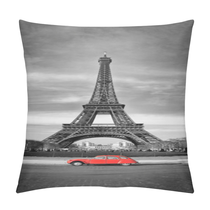 Personality  Eiffel Tower And Old Red Car -Paris Pillow Covers