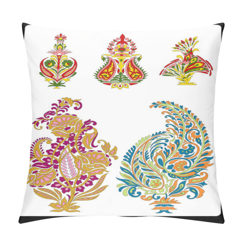 Personality  Textile Motif Art Work With Paisley And Floral Pillow Covers