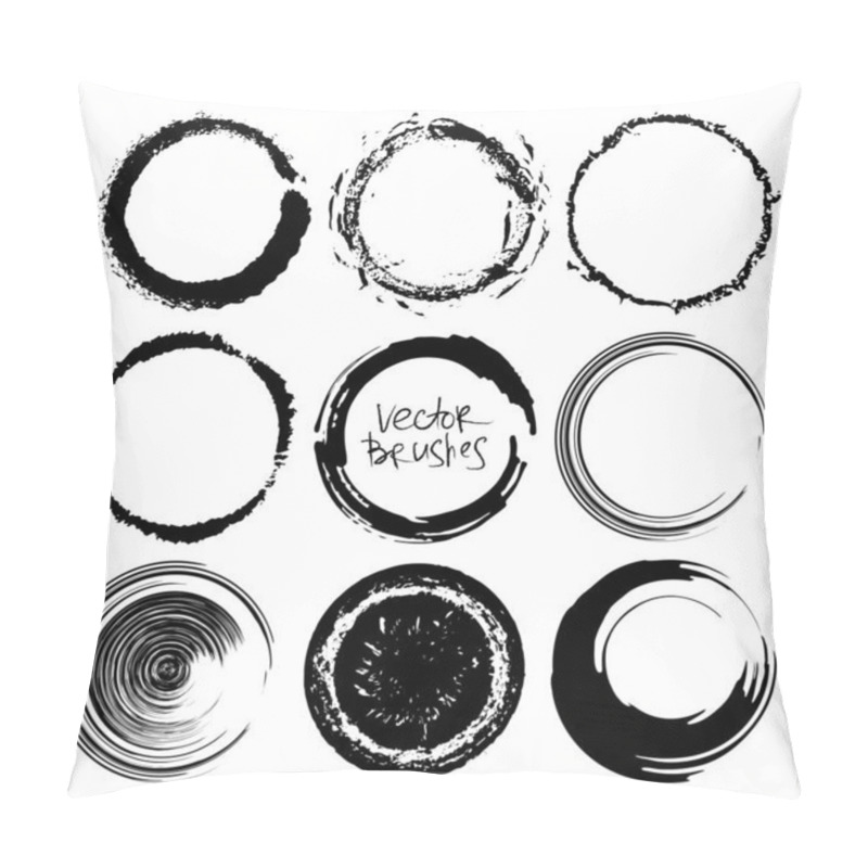 Personality  Set Of Grunge Circles. Round Grunge Frames. Art Brushes Are Included. Pillow Covers