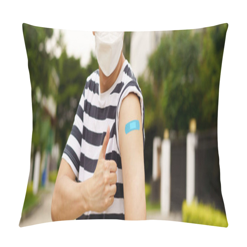 Personality  Man Showing Thumbs Up After Vaccination Pillow Covers