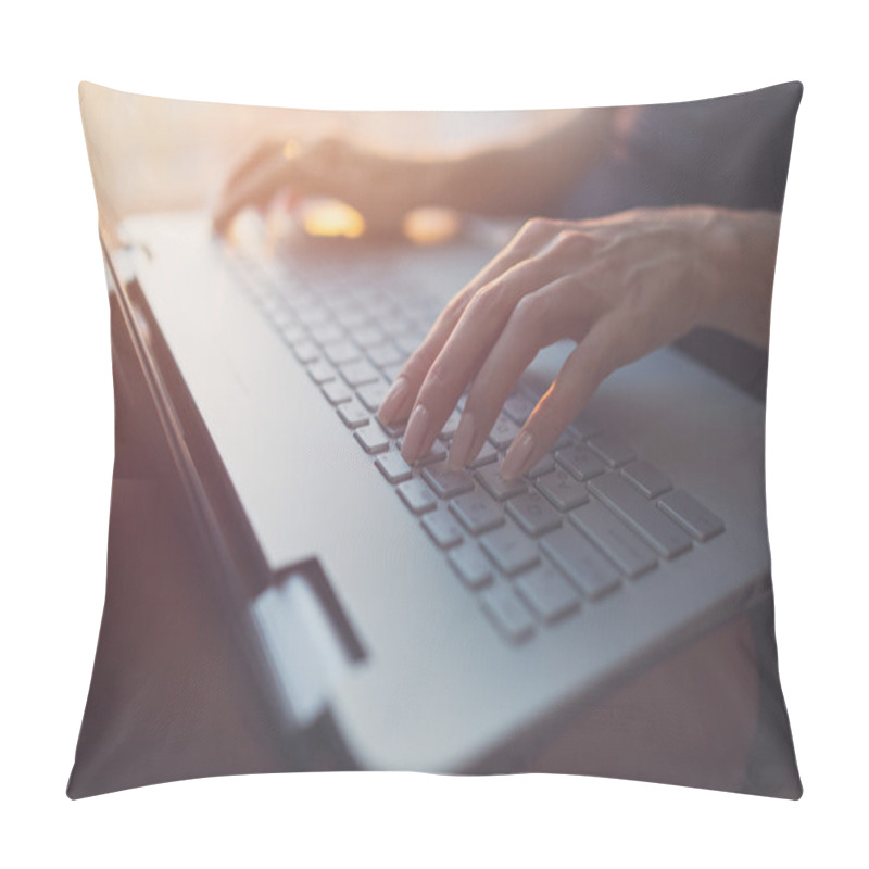 Personality  Woman Working At Home Office Pillow Covers