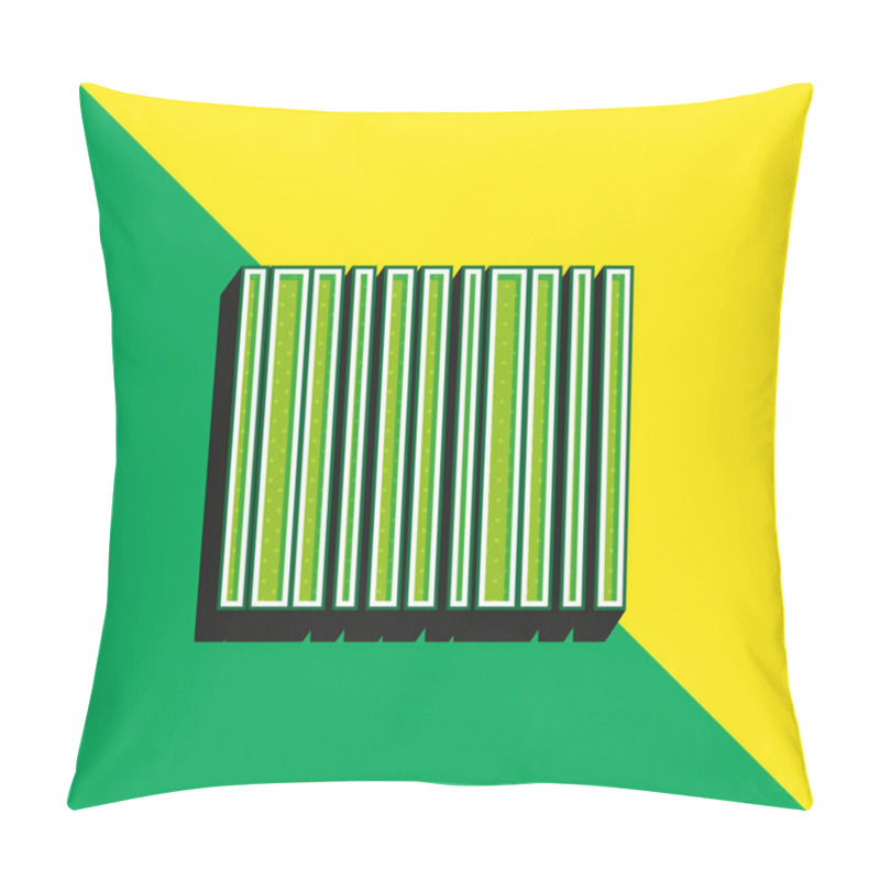 Personality  Bar Code Green And Yellow Modern 3d Vector Icon Logo Pillow Covers