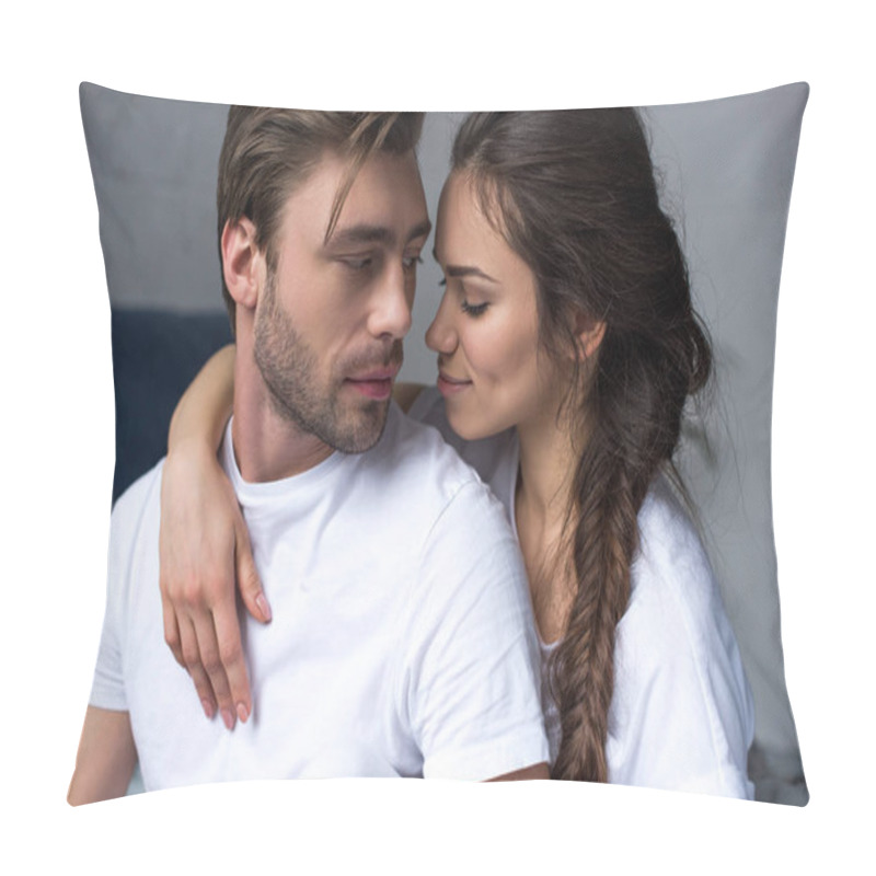 Personality  Romantic Couple Hugging On Bed In Their Room Pillow Covers