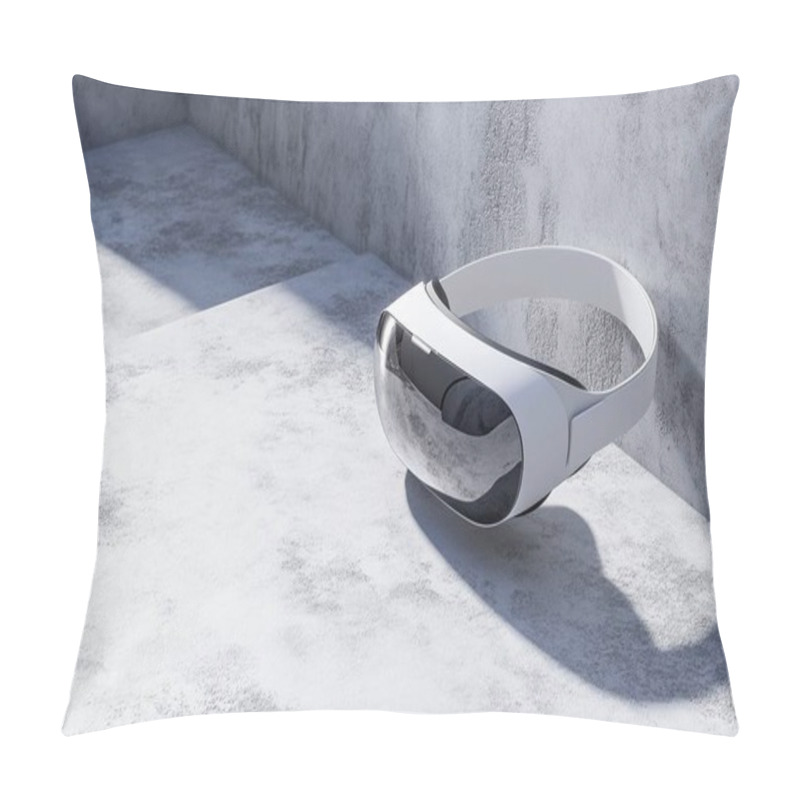 Personality  Modern VR Headset On Concrete Surface - Minimalistic Product Display Pillow Covers