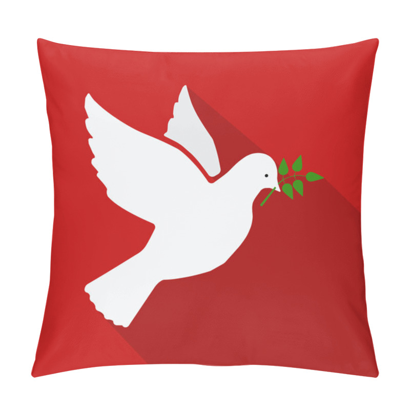 Personality  Dove Of Peace Flying With A Green Twig Olive Pillow Covers