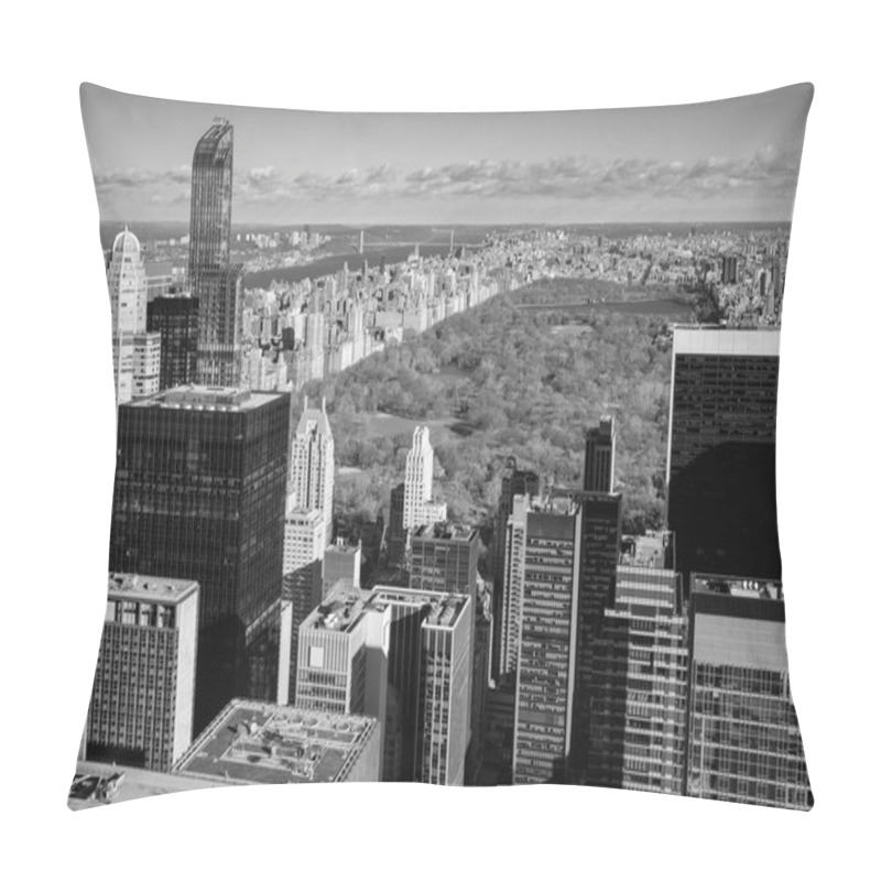 Personality  New York - Aerial View Of Central Park And Office Skyscrapers Pillow Covers