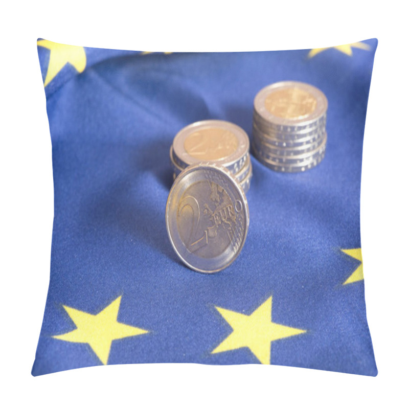 Personality  Flag Of The EU And Many Euro Coins Pillow Covers