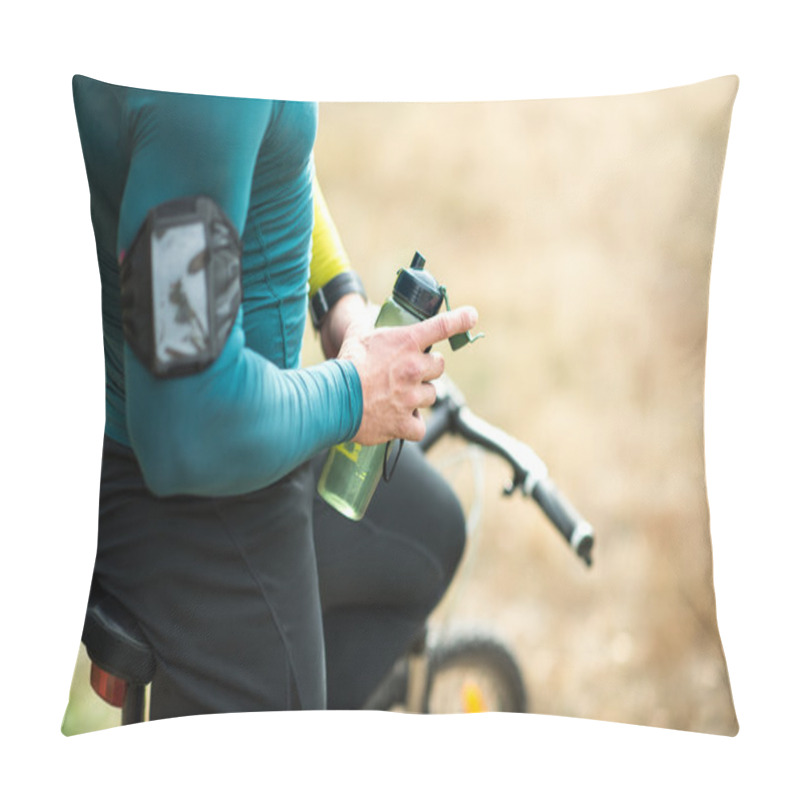 Personality  Cyclist Holding Bottle Of Water  Pillow Covers