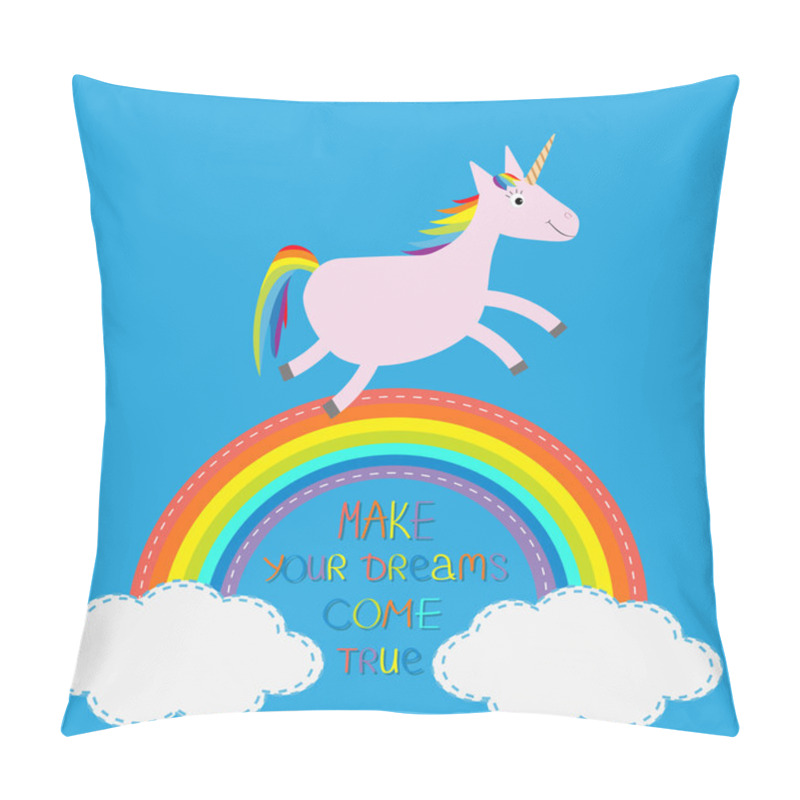 Personality  Rainbow, Unicorn And Clouds. Calligraphic Inspiration Pillow Covers