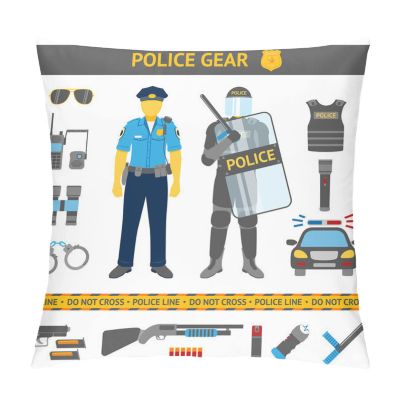 Personality  Set Of Police Icons Pillow Covers