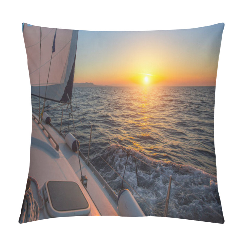 Personality  Sailing Boat At Sunset  Pillow Covers