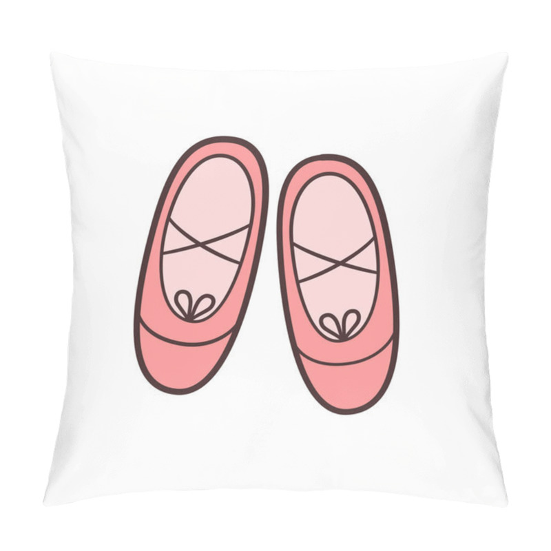 Personality  Ballet Shoes. Accessories For Dancing Classes. Isolated Vector Illustration In Doodle Style Pillow Covers