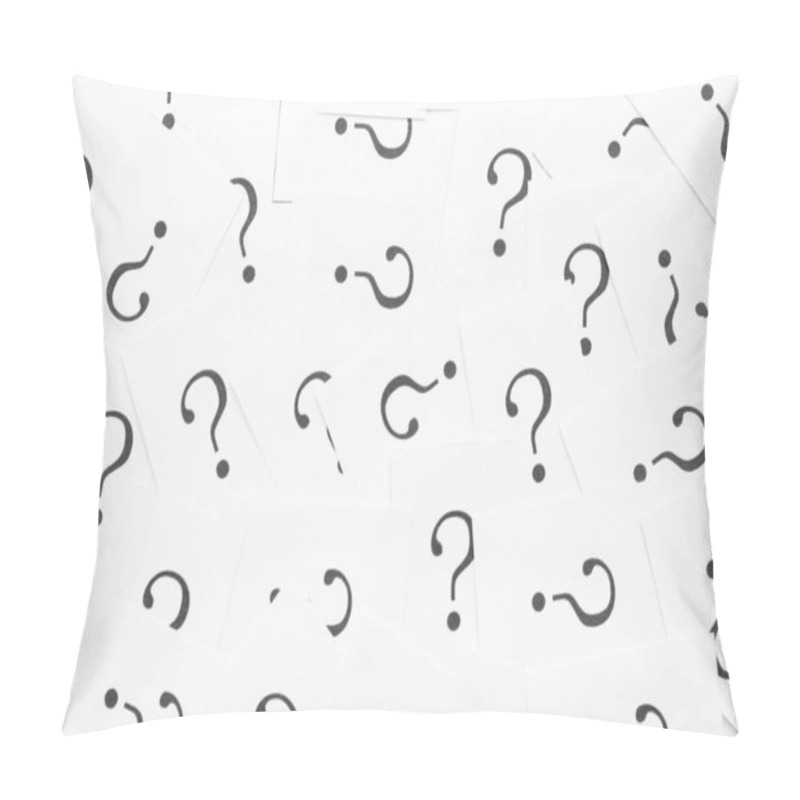 Personality  White Papers With Question Marks As Background Pillow Covers