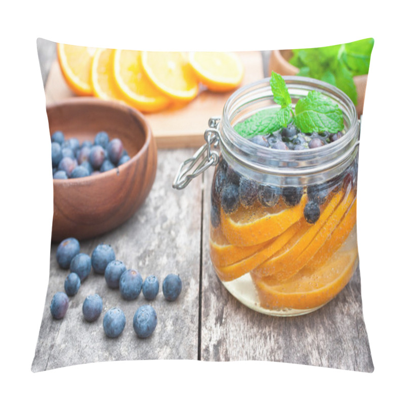 Personality  Homemade Fruit Drink With Berries Oranges And Mint Pillow Covers