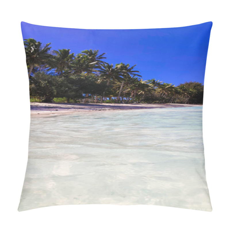 Personality  Crystal-clear Water Laps At Pristine White Sand. Lush Palm Trees Sway In Gentle Breeze. Idyllic Escape From Everyday Life. Peaceful Sanctuary For Relaxation And Rejuvenation In Cook Islands. Pillow Covers