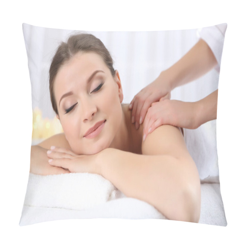 Personality  Young Woman In Spa Salon Pillow Covers