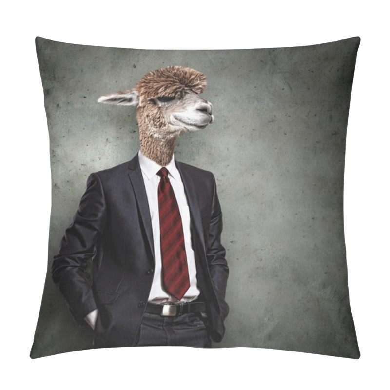 Personality  Portrait Of A Funny Camel In A Business Suit Pillow Covers