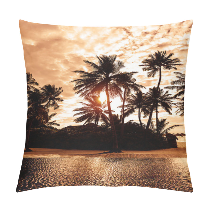 Personality  Tropical Beach On Sunset Pillow Covers