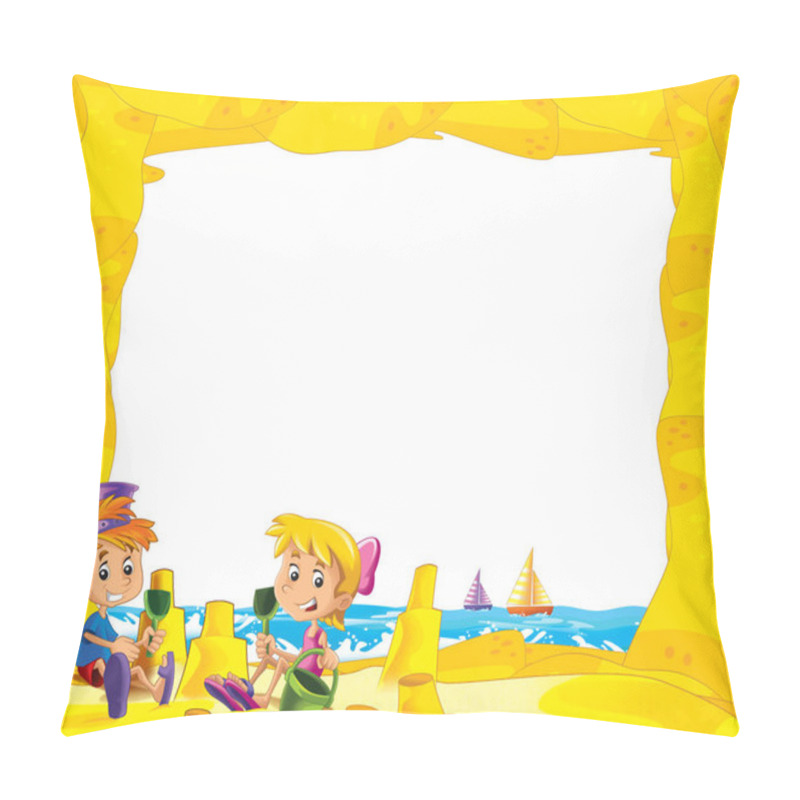 Personality  Children On The Beach Playing In Sand Sailboats Pillow Covers