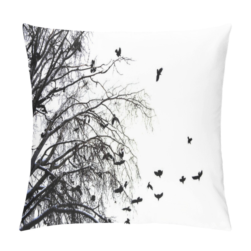 Personality  Crows On Tree Branch Background Pillow Covers