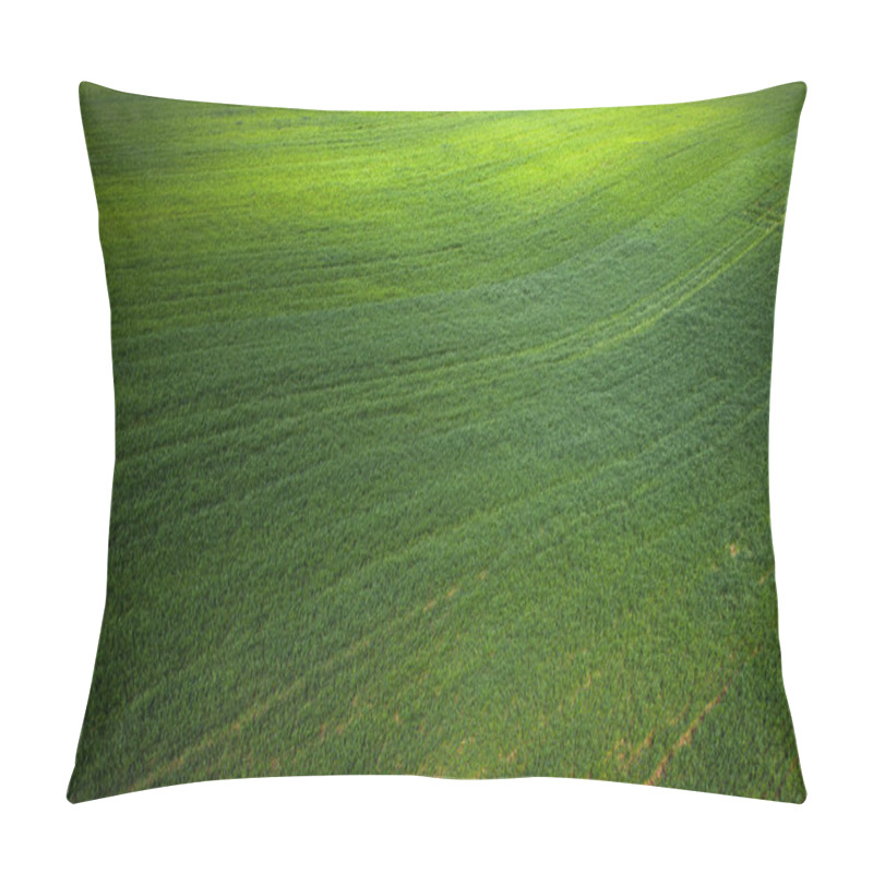 Personality  Aerial View On  Green Field From Drone Pillow Covers