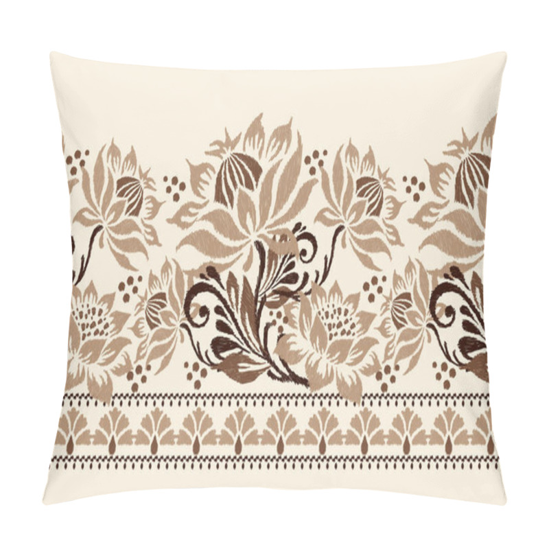 Personality  Ikat Floral Paisley Embroidery On Brown Background.Ikat Ethnic Oriental Pattern Traditional.Aztec Style Abstract Vector Illustration.design For Texture,fabric,clothing,wrapping,decoration,sarong,scarf Pillow Covers