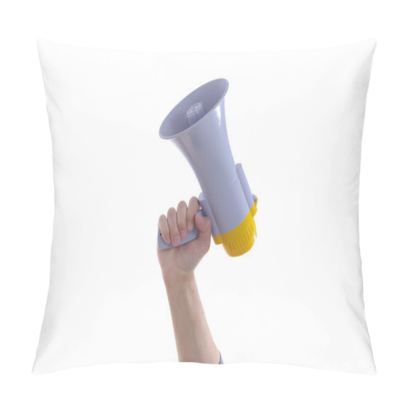 Personality  Male Hand Holding A Megaphone Or Loud Haler Pillow Covers