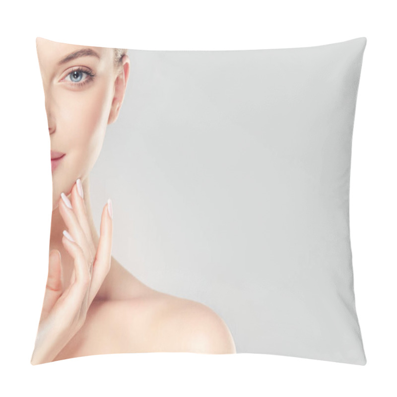 Personality   Young Woman With Clean Fresh Skin Pillow Covers