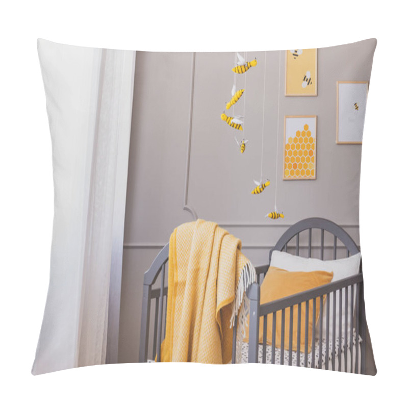 Personality  Yellow Blanket On Grey Wooden Crib In Bright Baby Bedroom With Yellow Accents Pillow Covers