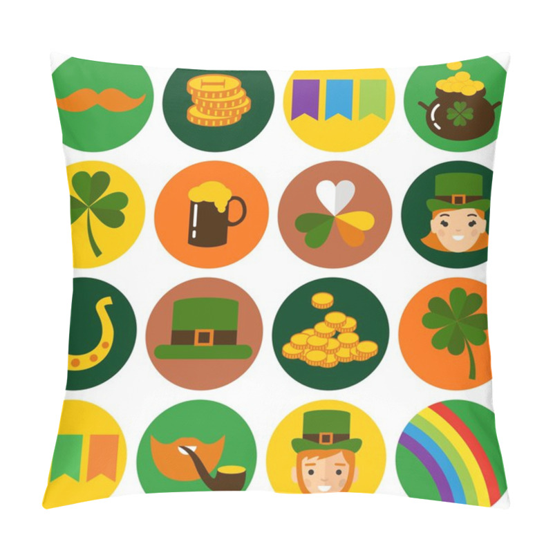 Personality  Big Vector Set Of Saint Patricks Day Icons. Pillow Covers