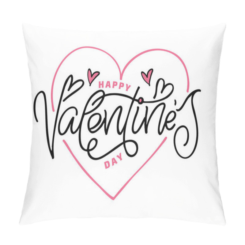 Personality  Happy Valentine's Day - Love You - Kiss You - Lettering Hand Drawb Doodle Label. Love Pattern Background Pillow Covers