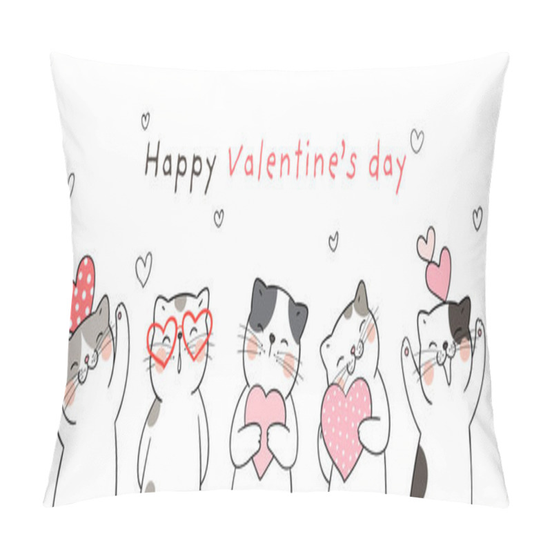 Personality  Banner Cat For Valentine's Day/Draw Banner Cat For Valentine's Day Pillow Covers