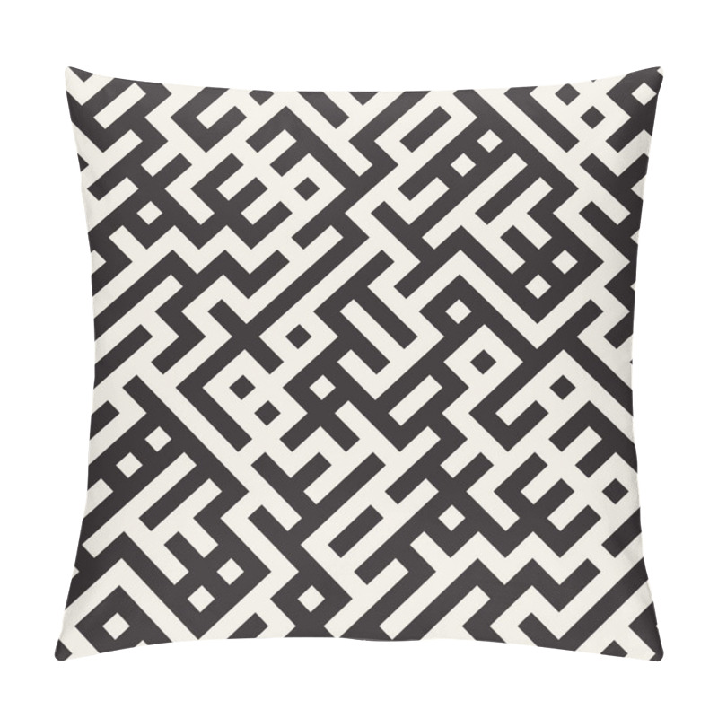 Personality  Vector Seamless Black And White Irregular Maze Grid Geometric Pattern Pillow Covers