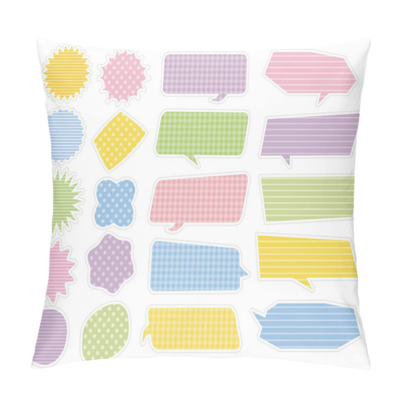 Personality  Colorful Speach Bubbles, Markup Balloons With Pattern, Stripes, Check, Plaid, Polka Dots Pillow Covers