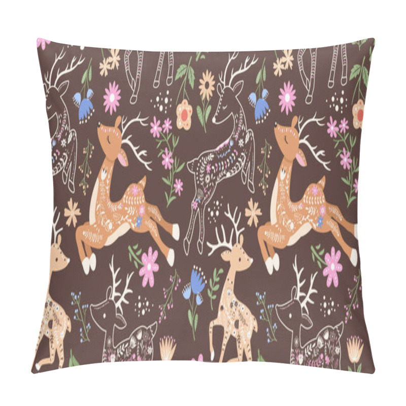 Personality  Beautiful Folk Reindeer Seamless Pattern Pillow Covers