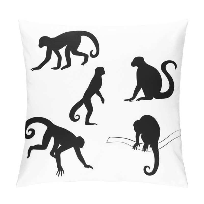 Personality  Capuchin Monkey Vector Silhouettes. Pillow Covers