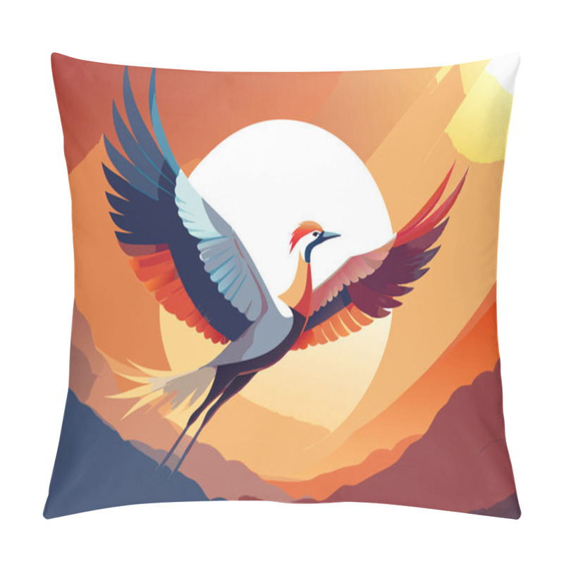 Personality  Stylized Flying Bird Illustration Highlighting Freedom And Grace Pillow Covers