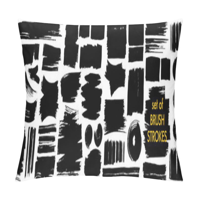 Personality  Collection Of Different Ink Brush Strokes:rectangle,square And Round Freehand Drawings.Ink Splatters,grungy Painted Lines,artistic Design Elements.Vector Paintbrush Set. Pillow Covers