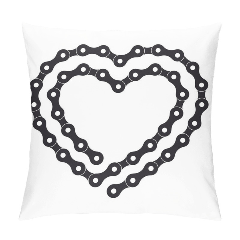 Personality  Vector Black Heart Created From Long Bike Chain. Isolated On White Background. Pillow Covers