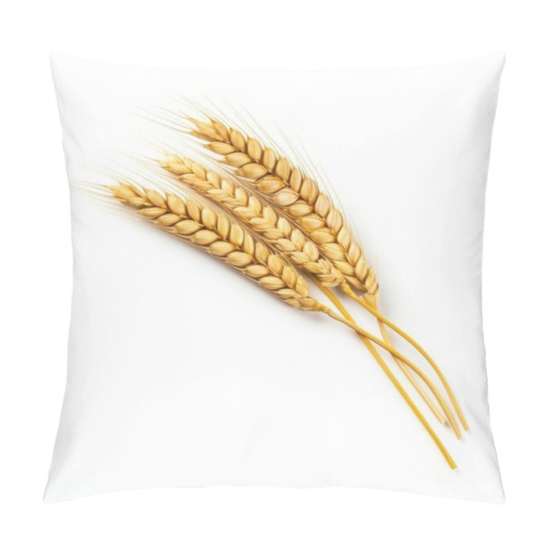 Personality  Three Golden Wheat Stalks Showcasing A Rich Harvest Ambiance. Pillow Covers