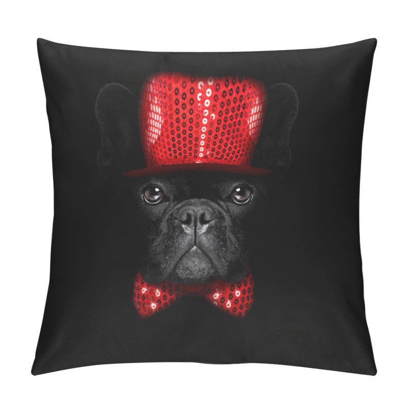 Personality  New Years Eve  Dog On Black Backgroud Pillow Covers