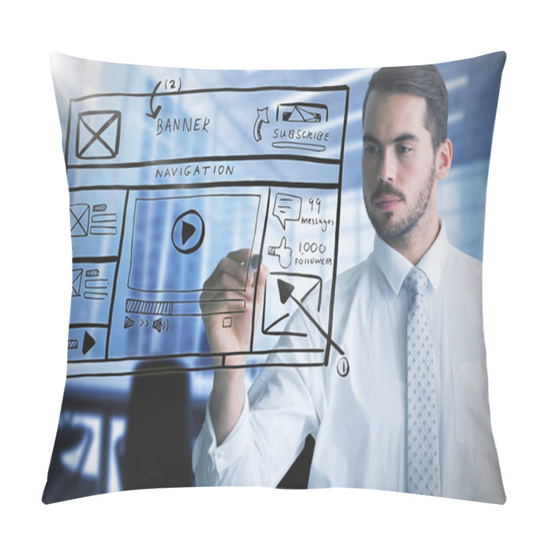 Personality  Businessman Writing With Marker Pillow Covers