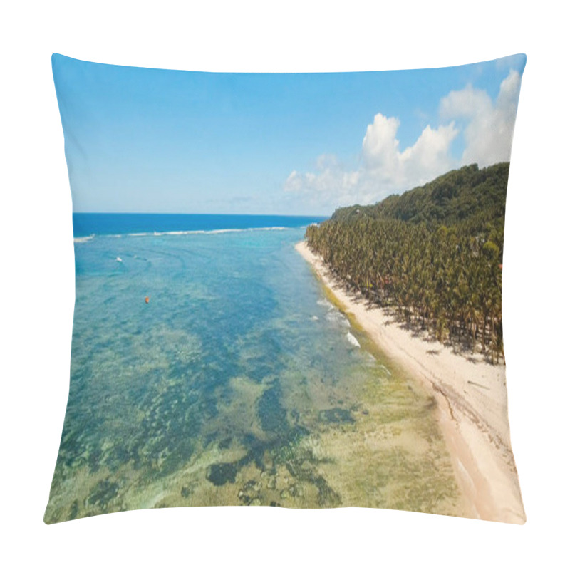 Personality  Aerial View Beautiful Beach On A Tropical Island. Philippines,Siargao. Pillow Covers